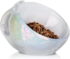 Nihow Cat Food Bowl: 5.7 Inch Ceramic Raised Cat Dish - Elevated Pet Bowl for Protecting Pet's Spine - Colorful White (4OZ /1 PC)