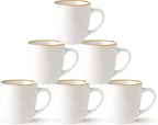 GBHOME Ceramic Coffee Mugs Set of 6, 12oz Stoneware Coffee Mugs Set For Dad Mom Women MEN, Light Weight Ceramic Coffee Cups for Latte/Tea/Beer/Hot Cocoa, Dishwasher & Microwave Safe-Pearl White