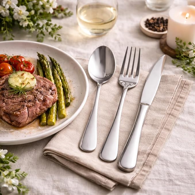 Silverware Set 20-Piece, Stainless Steel Flatware Cutlery Set for 4, Mirror Polished, Dishwasher Safe, Tableware Set for Home, Kitchen, Wedding, Party