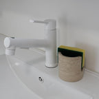 Natural Travertine Sponge Holder for Kitchen Sink, Drying Rack, Compact Sink Caddy Organizer (Beige Travertine)