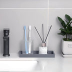 Bathroom Trays for Counter, Slicone Vanity Trays for Bathroom, Rectangle Sponge Holder for Kitchen Sink - Grey