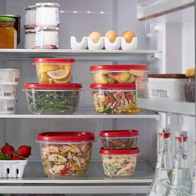 Rubbermaid Easy Find Lids Food Storage Container, 14 Cup, Red 2 Pack