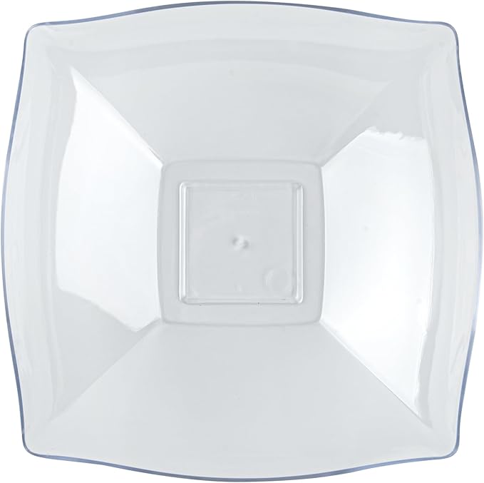 Restaurantware-Moderna 32 Ounce Fancy Plastic Bowls, 10 Square Disposable Salad Bowls - Durable, Heavy-duty, Clear Plastic Bowl, For Warm And Cold Foods