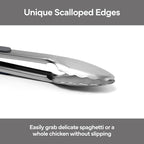 Misen Kitchen Tongs - Dishwasher Safe, Heavy Duty - Precision Stainless Steel Grilling Tool - Heat Resistant - Perfect for Serving and Air Frying - 13 Inch | Gray