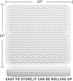 MicoYang Silicone Dish Drying Mat for Multiple Usage,Easy clean,Eco-friendly,Heat-resistant Silicone Mat for Kitchen Counter or Sink,Refrigerator or Drawer liner White M 12 inches x 12 inches