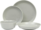 Gibson Home Summer Shades 16 Piece Plates and Bowls Dishes Service for 4 Porcelain Dinnerware Set - Grey