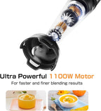 Immersion Blender Handheld 1100W - 3 in 1 Hand Blenders Set with Trigger Speed Control Emulsion Stick with Whisk and Milk Frother, Emulsifier for Kitchen for Soup, Smoothie, Puree