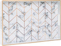 MAONAME Rectangular Decorative Tray, Modern White Serving Tray with Handles, Marbling Plastic Trays for Ottoman, Coffee Table Trays for Living Room, Home Decor, 15.8" x 10.2" x 1.4"