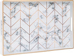 MAONAME Rectangular Decorative Tray, Modern White Serving Tray with Handles, Marbling Plastic Trays for Ottoman, Coffee Table Trays for Living Room, Home Decor, 15.8" x 10.2" x 1.4"