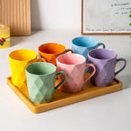 11 Ounce Porcelain Mugs, Set of 6, Tea and Cocoa Mug Set, Matcha Green, Matte