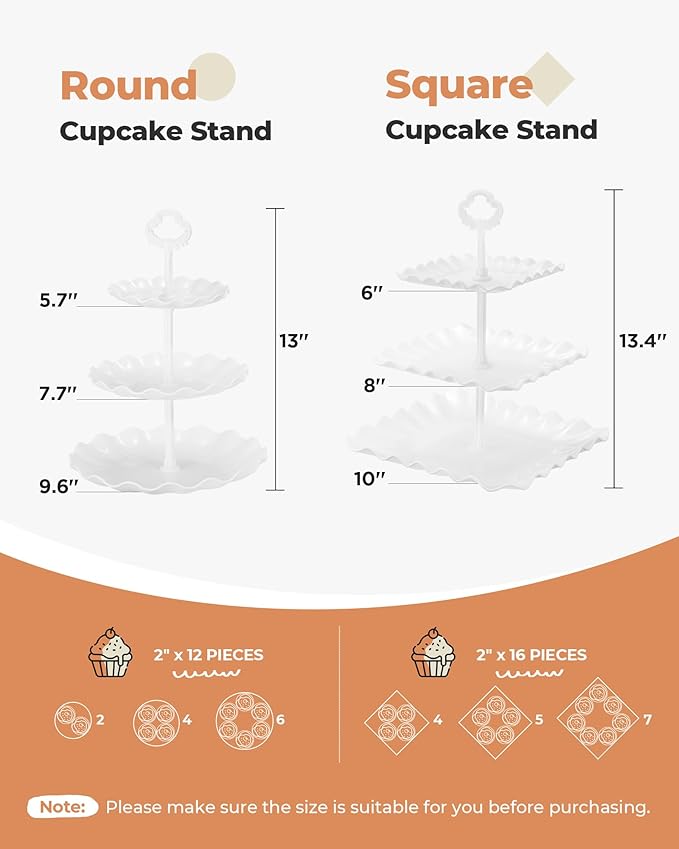 Kootek Dessert Cupcake Stand, 10pcs Dessert Table Display Set, 3 Tiered Cup Cake Holder Tower Stand Riser& Cookie Serving Trays for Wedding, Tea Party, Birthday, Baby Shower