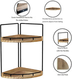 Dorhors 2-Tier Bathroom Counter Organizer,Vanity Counter Corner Shelf, Skincare, Wood Countertop Bathroom Storage and Organization for Kitchen (Brown)