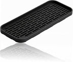 Silicone Organizer Tray, Soap and Sponge Holder for Kitchen Sink, Bathroom - Storage Tray for Dish Brush, Soap Dispenser, Dishwashing Accessories-(Black 1 Pack, 12"x4.7")