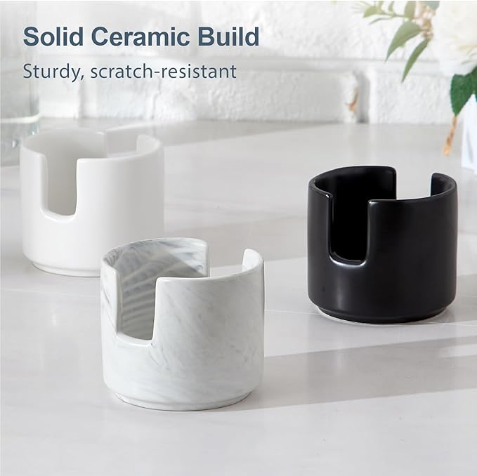 ONEMORE Ceramic Sponge Holder for Kitchen Sink, Dish Sponge Holder with Drain, Kitchen Sink Organizer for Sponge and Soap, Cute Ceramic Sink Holder, In Sink Sponge Storage for Kitchen Counter, Marble