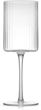 JoyJolt Elle Fluted Wine Glasses, 17.5oz Red Wine Glass Set of 2, Unique Stemmed Glass, Big Long Stem Cocktail Vintage Style Drinking Glasses