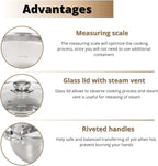 Daniks Classic 6.5 Quart Stainless Steel Stock Pot with Glass Lid, Tri-Ply Bottom for Even Heating, Induction Compatible, Dishwasher Safe