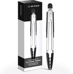 Misen Kitchen Tongs - Dishwasher Safe, Heavy Duty - Precision Silicone-Tipped Grilling Tool - Heat Resistant, Nonstick Safe - Perfect for Serving and Air Frying- 13 Inch | Black