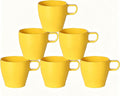 10 oz Coffee cups Eco-Friendly, Shatter-Resistant Mug with Hanging Ears | Thickened Porcelain-Like Material | Suitable for Both Commercial and Home use(6-pack) (Yellow)