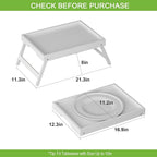 Youpehom Bed Tray Table with Folding Legs,Bamboo Breakfast in Bed for TV Table,Tray,Eating,Snack Tray,Laptop Computer (White, Large)