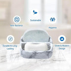MyGift 5.4 Inch Deluxe Modern White Marble Pattern Resin Double Sponge Holder, Kitchen Sink Countertop Dish Cleaning Sponges or Scrubbing Pads Bowl with 2 Compartments