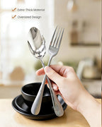 24 Piece Plates and Bowls Sets for 4- Unbreakable Wheat Straw Dinnerware Sets Includes Stainless Steel Forks for Picnic Camping Outdoor Kitchen and Apartment Dinning RV Essentials-Black
