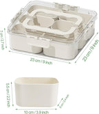 Divided Serving Tray with Lid and Handle, Portable Snack Box Container, 6 Compartments Veggie Fruit Snackle Tray, Charcuterie Platter Container for Party, Nuts, Snacks, Picnic,2 Pack, MEDIUM SIZE