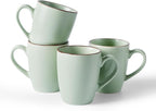 famiware Venus Coffee Mugs for 4, 12 oz Mug Set, Dringking Cup with Handle for Coffee, Tea, Cocoa, Milk, Light Green