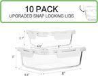 [10-Pack]Glass Meal Prep Containers with Lids, MCIRCO Glass Food Storage Containers with Snap Locking Lids, Airtight Lunch Containers, Microwave, Oven, Freezer and Dishwasher, White