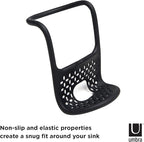 Umbra Sling Sponge Holder for Kitchen Sink – No Suction Cups, Flexible Caddy for Sinks and Faucets, Modern Design, Black