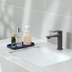 MicoYang Silicone Bathroom Soap Dishes with Drain Spout-Kitchen Sink Organizer,Sponge Holder,Dish Soap Tray,Perfect for Dispenser,Scrubber,Bottle,Cup on Sink or Counter-Navy Blue 9.6"×5.3"