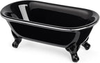 6.5" Ceramic Mini Decorative Clawfoot Bathtub Bar Soap Dish, Kitchen Sponge Holder and Shower Tray for Bathroom, 1 Pack (Black Silver Rim)
