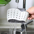 Kitchen Sink Caddy Sponge Holder Silicone Plastic Soap Holder Hanging Ajustable Strap Faucet Caddy with Drain Holes（2 Pack)