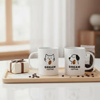 Valentine's Day Mug Gift, Ceramic Mugs Set, Porcelain Coffee Cups with Hot Chocolate Powder & English Breakfast Tea Set as Wedding & Engagement Gift for Women&Men