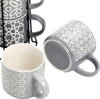Hiceeden Set of 4 Coffee Mugs with Metal Stand, 15 oz Stackable Espresso Cups Ceramic Coffee Mugs for Cocoa, Latte, Americano, Cappuccinos or Beverages