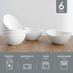 Samsle Porcelain Small Serving Bowls, 10 Ounce Dessert Bowls for Ice Cream Snacks Appetizer Candy Dishes, Dishwasher Safe Durable Ceramic White Bowl for Party, Set of 6