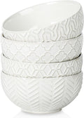 Sureasy Ceramic Cereal Bowls Set of 4-25 oz White Soup Bowls for Kitchen, Perfect for Soup, Pasta and Salad, Microwave & Dishwasher Safe