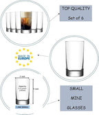 BOHEM'S Small Juice Glasses, Mini Clear Glass Cups Tumblers, Drinking Glassware for Orange Juice, Water, Milk, Coffee, Perfect for Tasting and Small Portions, Set of 6, (6.4 oz)