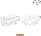 MineSign 2Pack Stackable Fridge Drawers Pull-Out Bins Divided Produce Saver Containers for Refrigerator Storage Organizers for Veggie Fruit Berry Pantry Cabinet Makeup Clothes