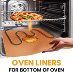 Copper 2 Pack Heavy Duty Non Stick Teflon Oven Liners Mat, Large Thick Liners for Bottom of Electric Oven Gas Stove Microwave Charcoal or Gas Grills 17"x 25" BPA and PFOA Free