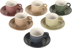 Gibson Home Brew Harmony 13 Piece Espresso Cup Set with Metal Rack, Stoneware Espresso Cups & Saucers, Solid Color Stackable Coffee Set, Café Style, Dishwasher & Microwave Safe