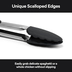 Misen Kitchen Tongs - Dishwasher Safe, Heavy Duty - Precision Silicone-Tipped Grilling Tool - Heat Resistant, Nonstick Safe - Perfect for Serving and Air Frying- 13 Inch | Black