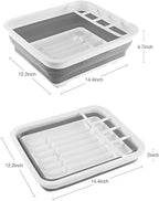 THANSTAR Collapsible Dish Drying Rack Portable Dinnerware Drainer Organizer for Kitchen RV Campers Travel Trailer Space Saving Kitchen Storage Tray