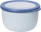 Oggi Prep, Store & Serve Plastic Bowl w/See-Thru Lid- Dishwasher, Microwave & Freezer Safe, (1.4 qt) Blue w/Dk Blue Lid