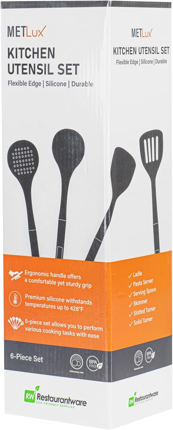 Met Lux Kitchen Utensil Sets, 10 Silicone Utensil Sets - 6 Pieces Per Set, High-Heat Tolerance, Purple Silicone Kitchen Utensils, For No-Stick Cookware - Restaurantware
