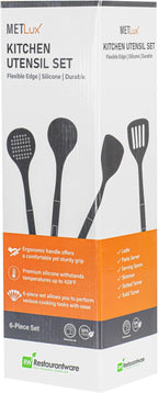 Restaurantware Silicone Utensil Set Pack of 1 Non-Slip Handle 6-Piece Kitchen Tool Set, Heat-Resistant Dishwasher-Friendly Cooking Accessories, Durable Green Cooking Utensils