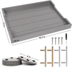 SXNOWS Wooden Serving Tray with 2 Sets of Handles,Large Ottoman Tray for Living Room, Rectangular Wood Tray for Coffee Table, Modern Farmhouse Kitchen Decor, 4 Round Coasters Included,Gray