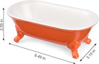 6.5" Ceramic Mini Decorative Clawfoot Bathtub Bar Soap Dish, Kitchen Sponge Holder and Shower Tray for Bathroom, 1 Pack(Dark Orange)