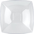 Restaurantware Moderna 64 Ounce Fancy Plastic Bowls 10 Square Disposable Salad Bowls - Durable Heavy-duty Clear Plastic Bowls For Warm And Cold Foods