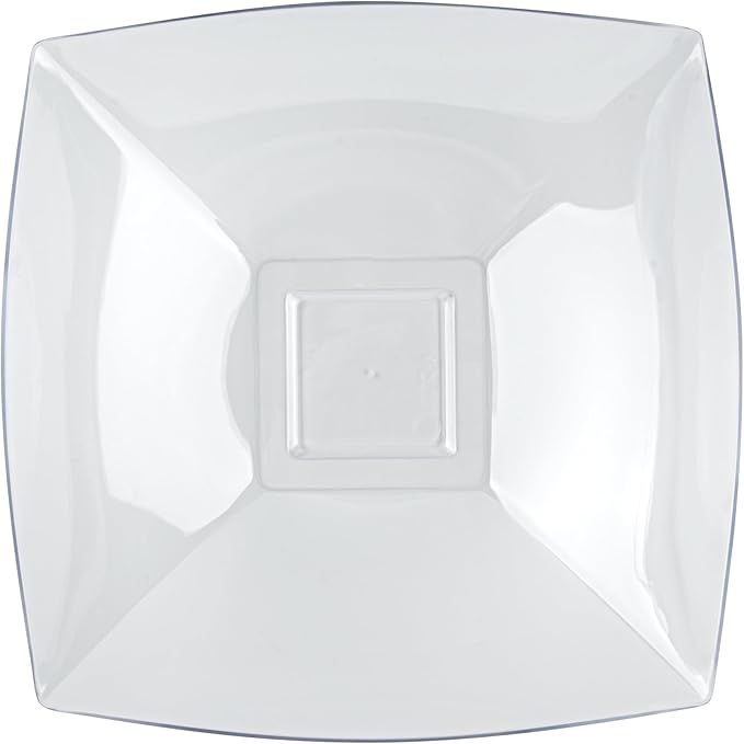 Restaurantware Moderna 64 Ounce Fancy Plastic Bowls 10 Square Disposable Salad Bowls - Durable Heavy-duty Clear Plastic Bowls For Warm And Cold Foods