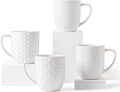 FOBENTA Ceramic Coffee Mugs Set of 4, 16 oz Coffee Cups with Embossed Design – Perfect for Latte, Tea & Cocoa, Gift for Women, Mom & Friends